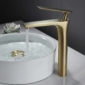 สีขาว Chrome ก๊อกน้ําห้องน้ําอ่างล้างจานก๊อกน้ําร้อนน้ําเย็น Mixer Crane Deck ติดตั้ง Single Hole Bath Tap สีดําทองสําเร็จรูป 1