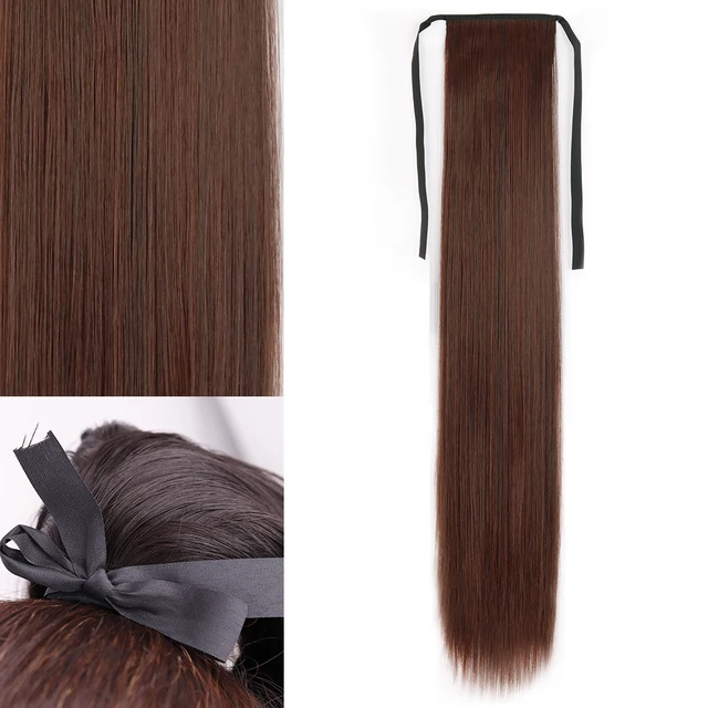 MERISIHAIR Synthetic Long Straight Wrap Around Clip In Ponytail Hair Extension Heat Reistan Pony Tail Fake Hair 13-2-33