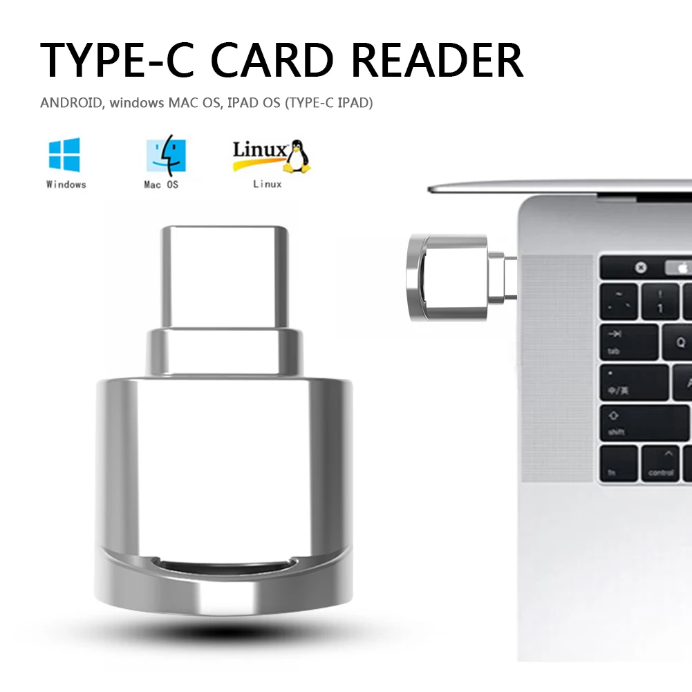 휴대용 USB C 타입 OTG TF 메모리 카드 리더, 휴대폰 태블릿 노트북 데스크탑용