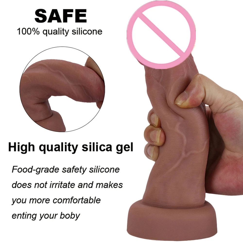 Sex Toys Skin Feeling Realistic Dildos Flesh Big Glans Chastity Soft Penis Strapon Silicone Suction Cup Anal Sex Toys For Women