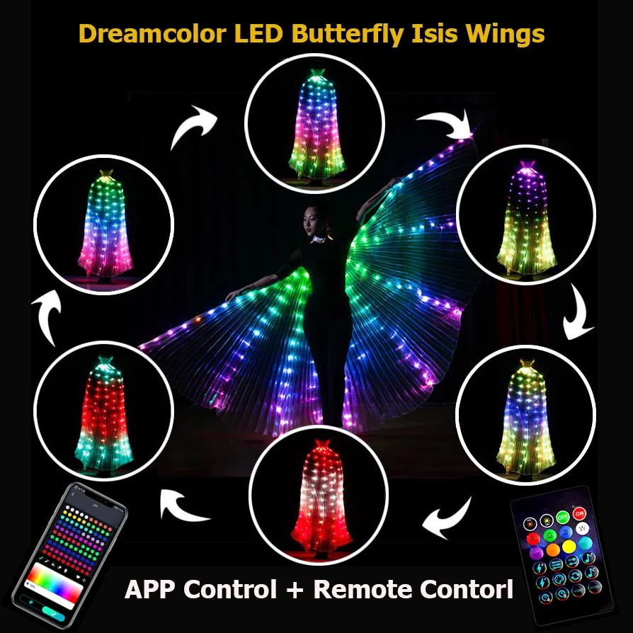 Ventilateur De Danse Orientale Lumineux LED - Longueur 150cm, Soie Polyester Et Bois - Pour Spectacles, Festivals, Fêtes