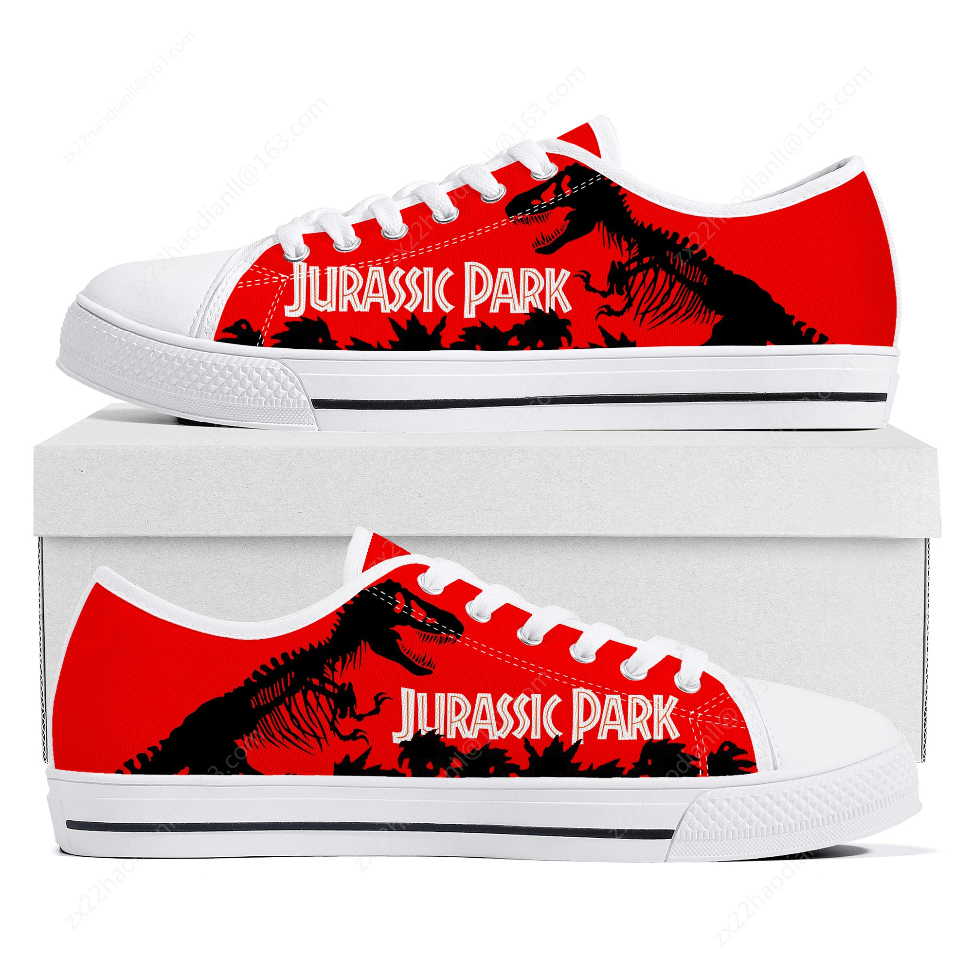 Dinosaur World Cartoon Jurassic Park Low Top Sneakers High Quality Mens Womens Teenager Canvas Sneaker Couple Shoes Custom Shoe
