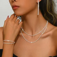 Ensemble de bijoux de collier et de Bracelet de chaîne de clavicule plaquée argent brillant, accessoires de ciel étoilé minimaliste pour femmes 5