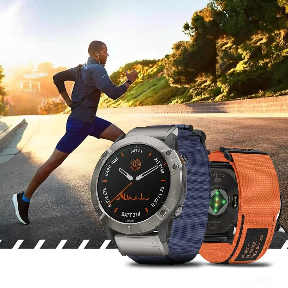 Quick Release Nylon Sport Band, 26mm/22mm Adjustable Strap