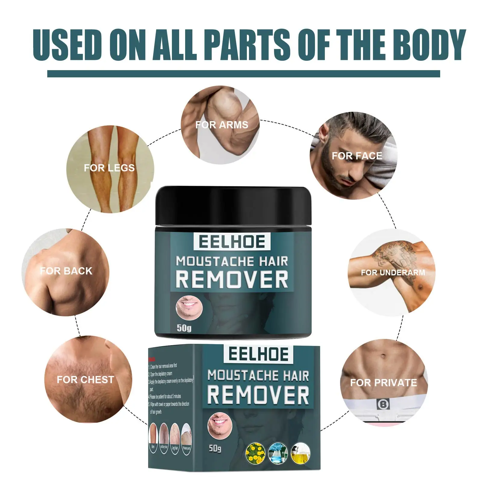 Men Moustache Removal Cream Gentle Beard Depilatory Cream Quick Hair