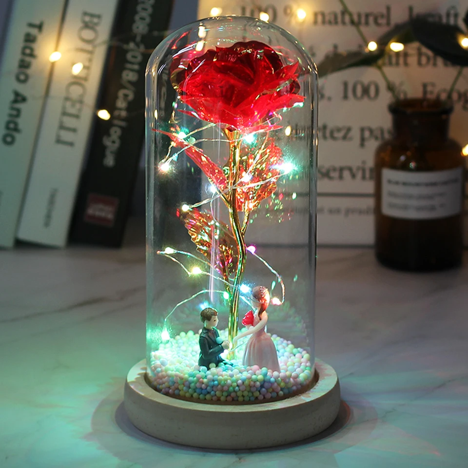 HOT LED ENCHANTED GALAXY ROSE ETERNAL BEAUTY AND THE BEAST ROSE WITH FAIRY LIGHTS