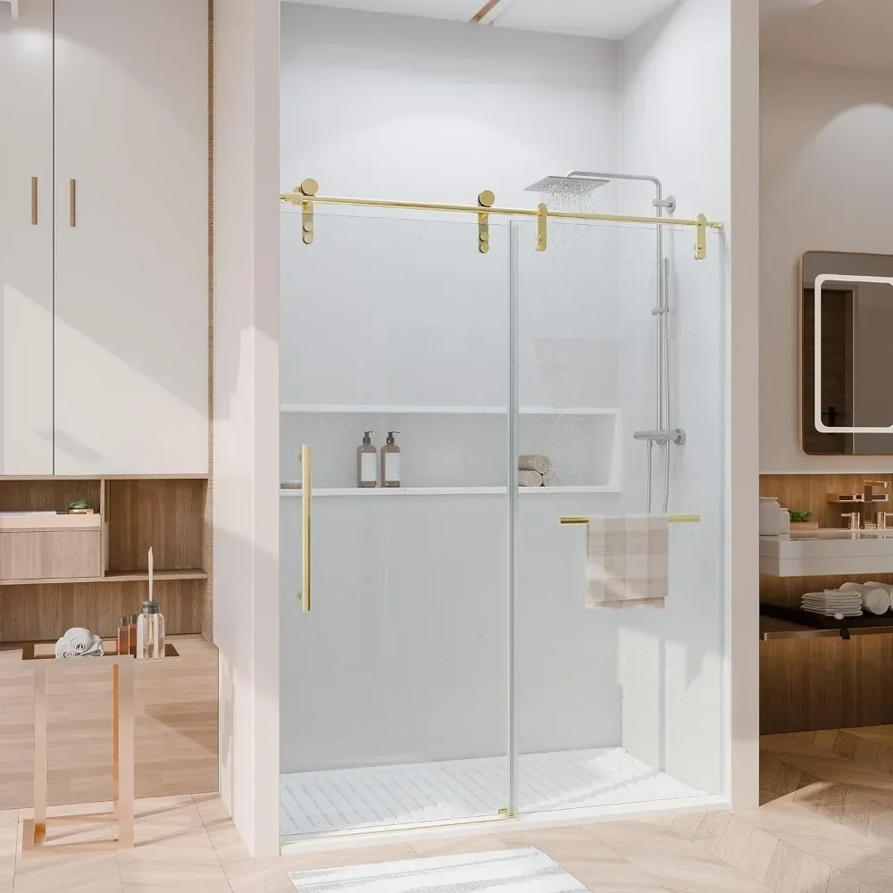 Shower Door 56-60" W × 76" H Glass Shower Door,Frameless Shower Doors with Handle and Seal Strip 6