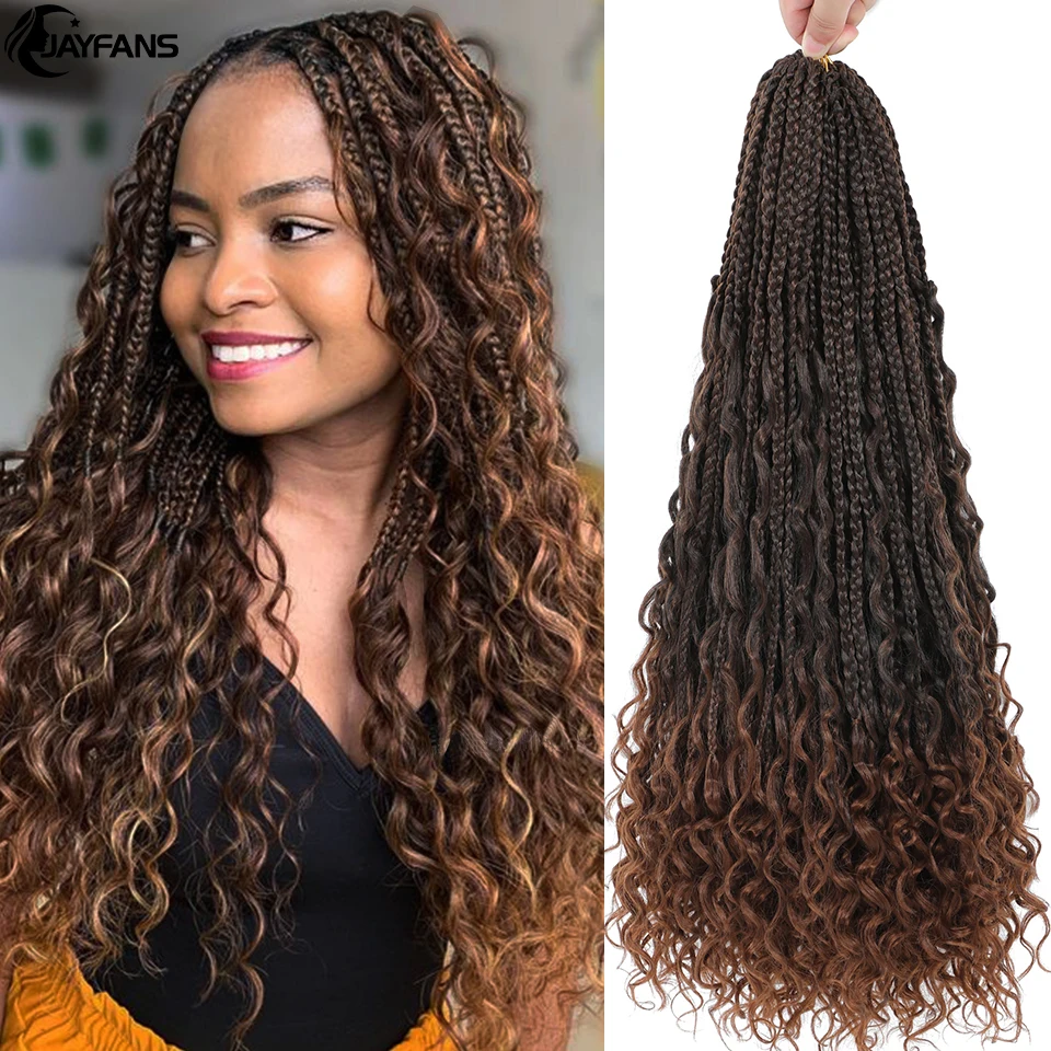 1-6 팩 Boho Box Braids Crochet Hair 18 24형 Bohomian Braids Crohet Hair 여신함 Braids Brading Hair For Black Women