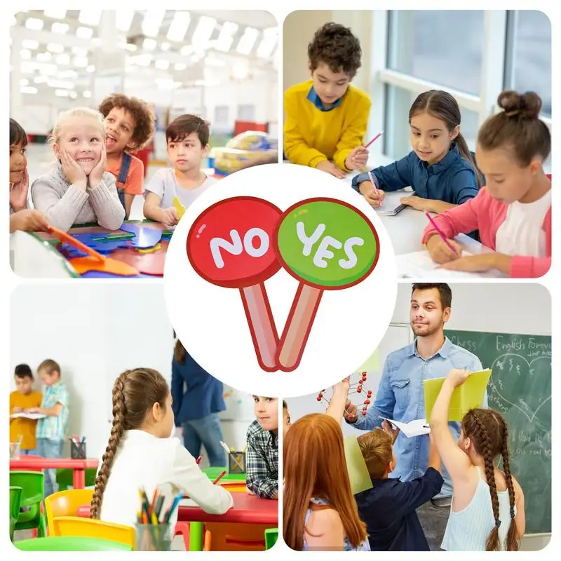 Yes No Hand Signs 2X Interaction Signs Quick Response Signs Reusable True False Paddles For Teacher Student Interaction