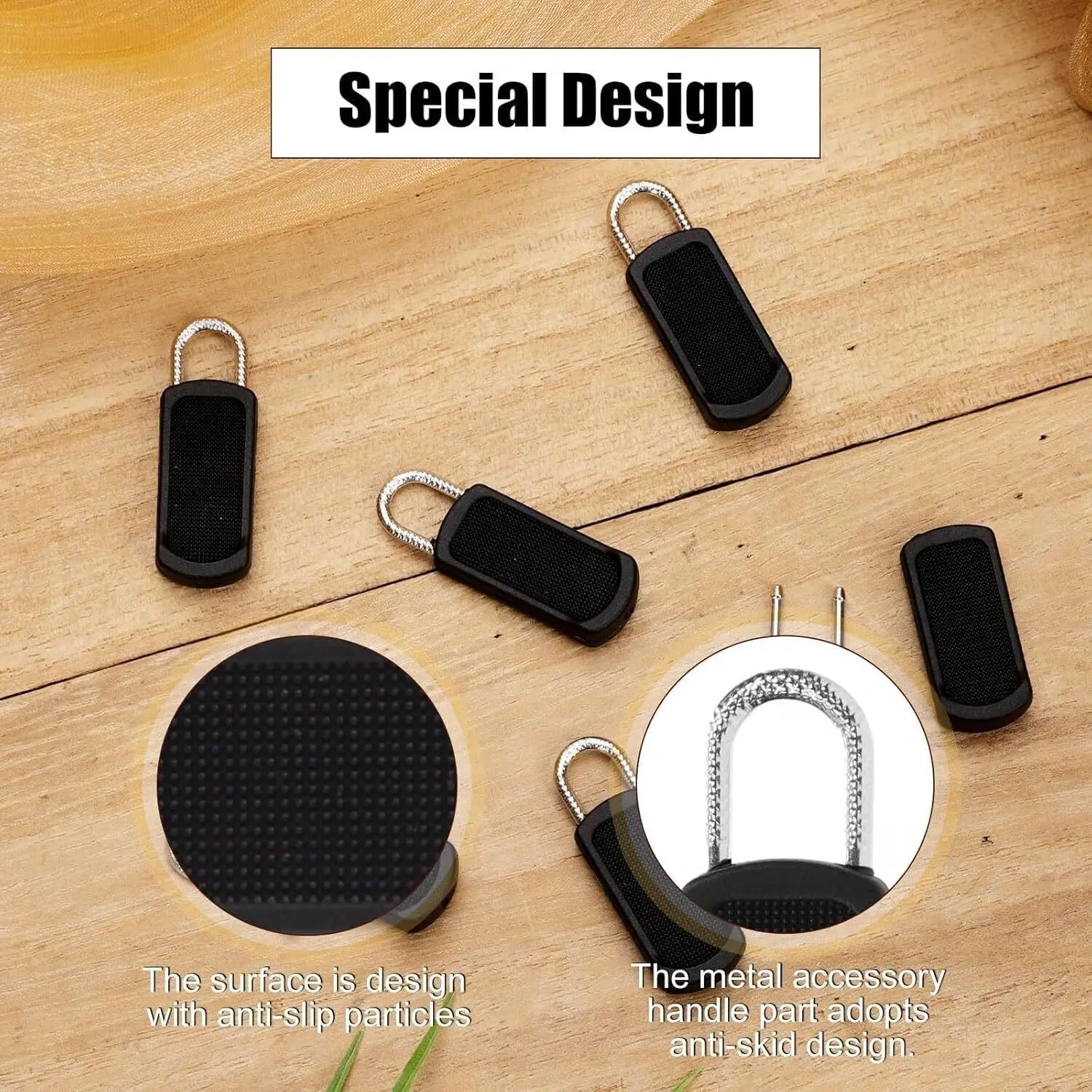 Detachable Zipper Puller Metal Zipper Head Repair Kits Universal Replacement for Luggage Purse Bag Clothes Slider 5Pcs