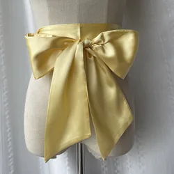 Elegant Satin Bow Corset Belt - Wide Waistband in Multiple Colors (YELLOW)