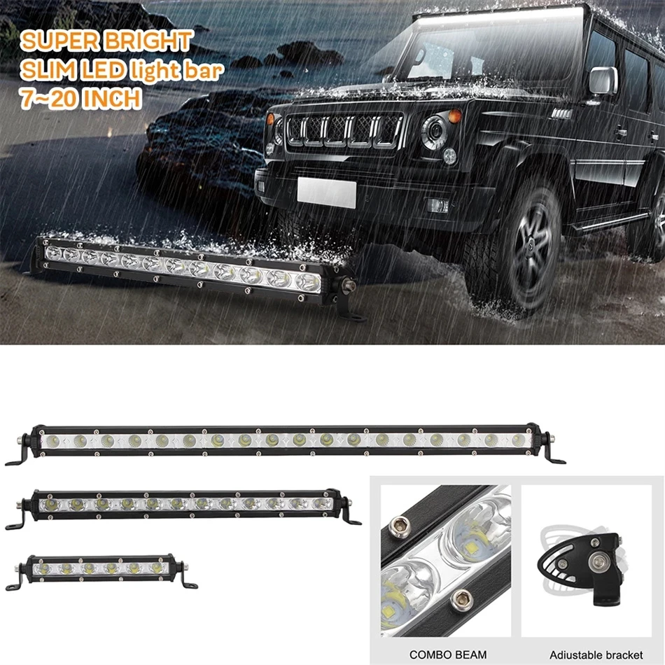 

Truck SUV ATV LED Bar 7'' 14'' 20'' Inch LED Work Light Bar Off road Work Lamp Bar 18W 36W 54W Combo For Car Niva Lada 4x4 Spotl