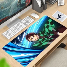 Comics Demon Slayer Mousepad Gaming Mouse Pad 90X40CM Gamer Mat Computer Desk Padmouse Keyboard Kamado Nezuko Locrkand Manga Mat