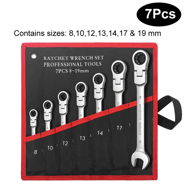Flex Head Ratcheting Wrench Set (Chrome Vanadium Steel) 7