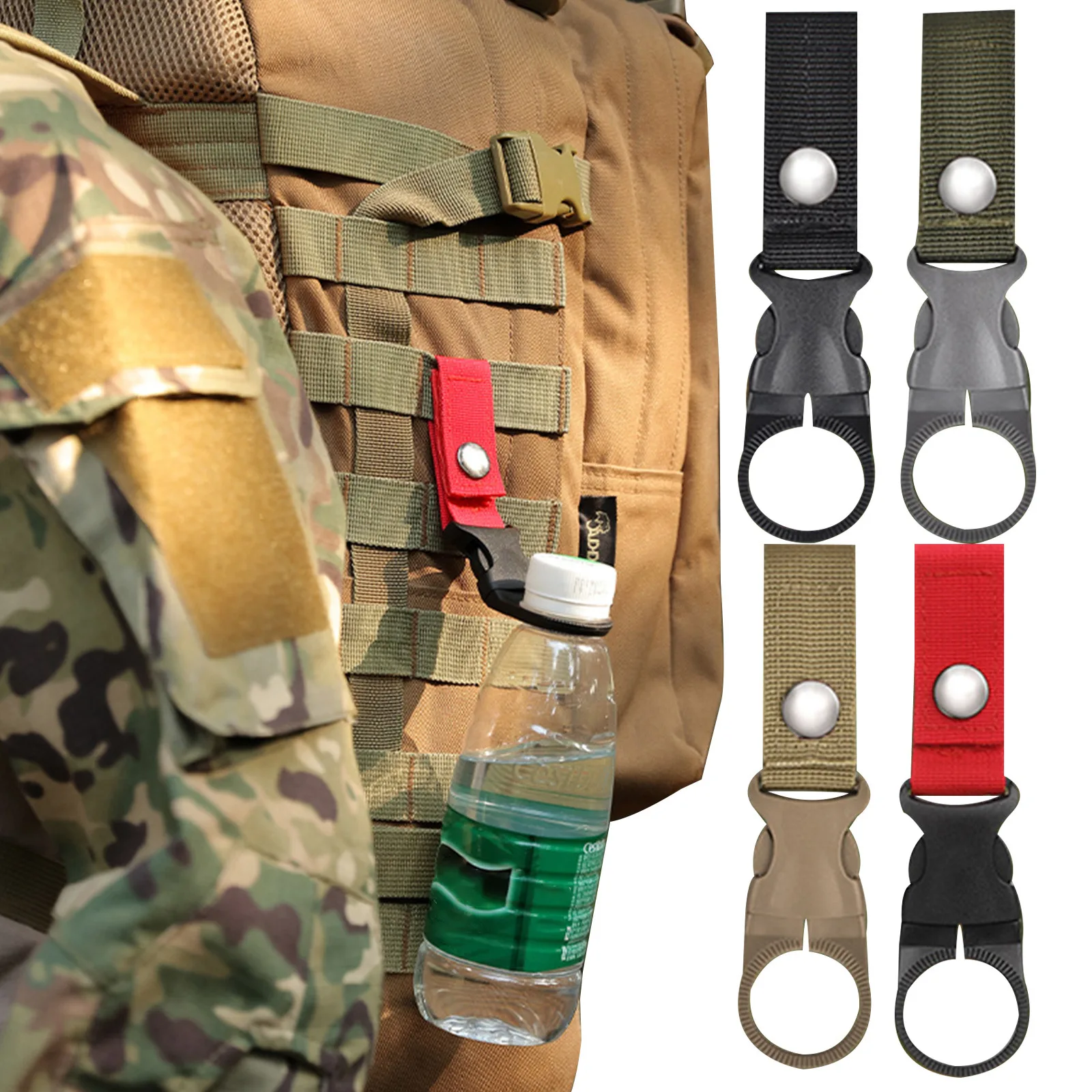 Molle bing Backpack Buckle Carabiners Attach Quickdraw Water Bottle