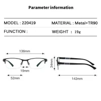 Lunettes de myopie d'affaires pour hommes unisexe classique demi-monture lunettes de Prescription rétro moins dioptrie lunettes myopes 0 à-4.0 6