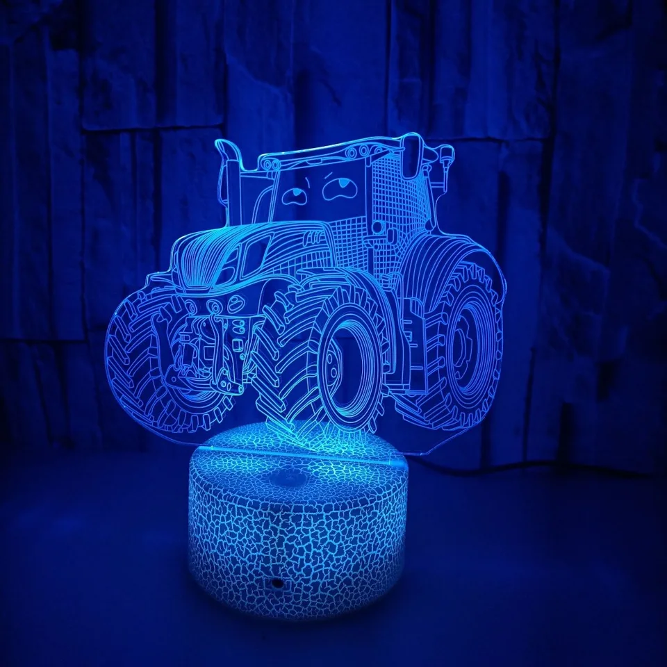 Luce Notturna 3D Ad Illusione - Auto Della Polizia Con Base LED 16 Colori, Telecomando, Ricaricabile USB - Regalo Per Bambini