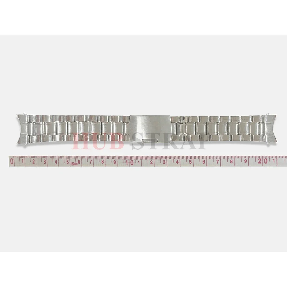Premium Silver Stainless Steel Watch Band with Curved Ends and Tool Accessories