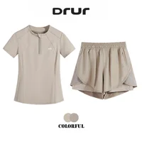 DRUR vêtements de Golf femmes léger été survêtement ensemble deux pièces gymnastique haut d'entraînement Shorts ensembles Fitness survêtement femme yaawear 1