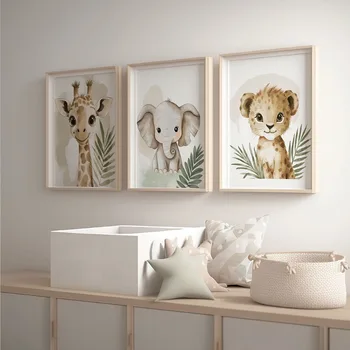 Safari Animal Canvas Print Set 3