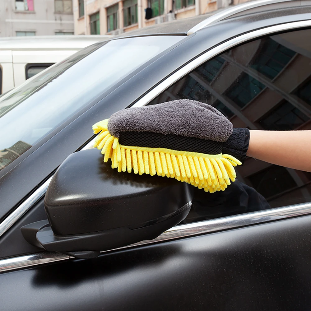 New Waterproof Car Wash Microfiber Chenille Gloves Thick Car Cleaning Mitt Wax Detailing Brush Auto Care Double-faced Glove