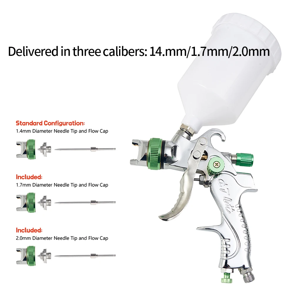 

New HVLP Pneumatic Environmental Protection Spray Gun Nozzle 1.4 1.7 2.0mm Watering Can Capacity 600ml Furniture Car Spray Gun