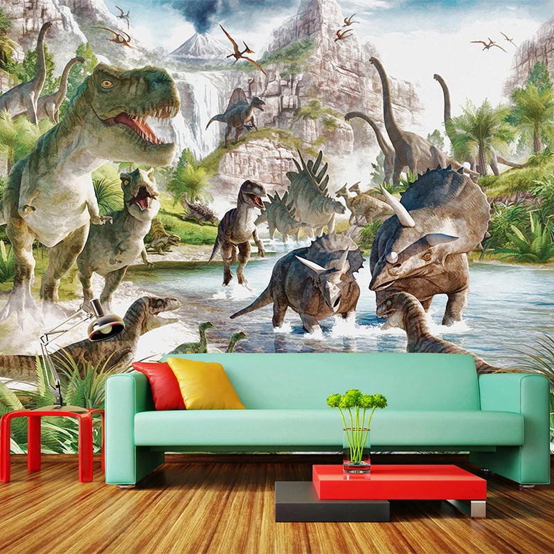 Custom 3D Mural Wallpaper Cartoon Dinosaur World Bedroom Living Room Sofa TV Background Wall Murals Photo Wallpaper For Walls 3D xue su custom photo wallpaper mural dinosaur wooden board children s room background wall