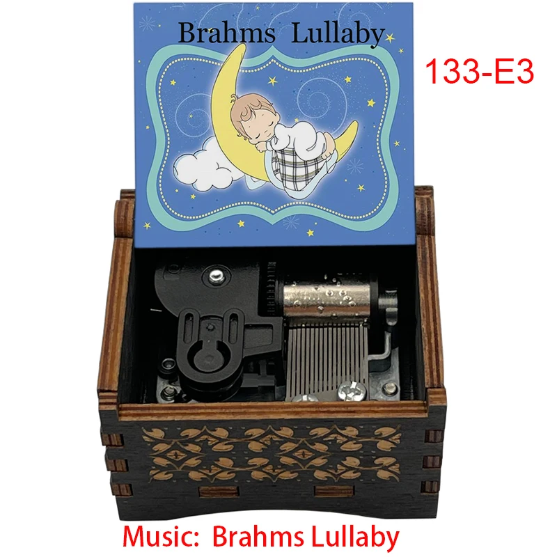 Brahms Lullaby Music Box Boys Girls Sleeping Melody Wind UP Silver Movement Birthday Cute Gifts 5