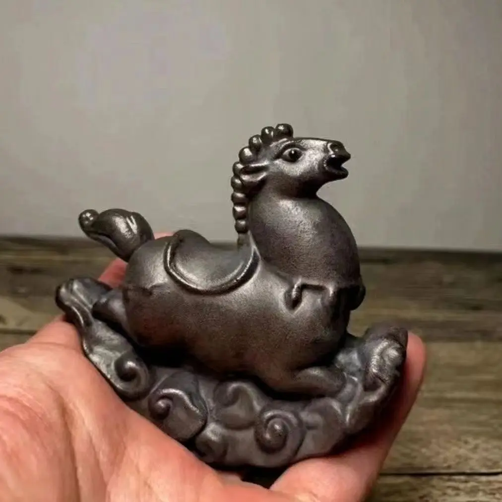 클레이 티 펫 말, 구름 위를 걷는 성공의 말, 당나라 말 장식품, 고대 적색 점토 창작 조각품, 순수