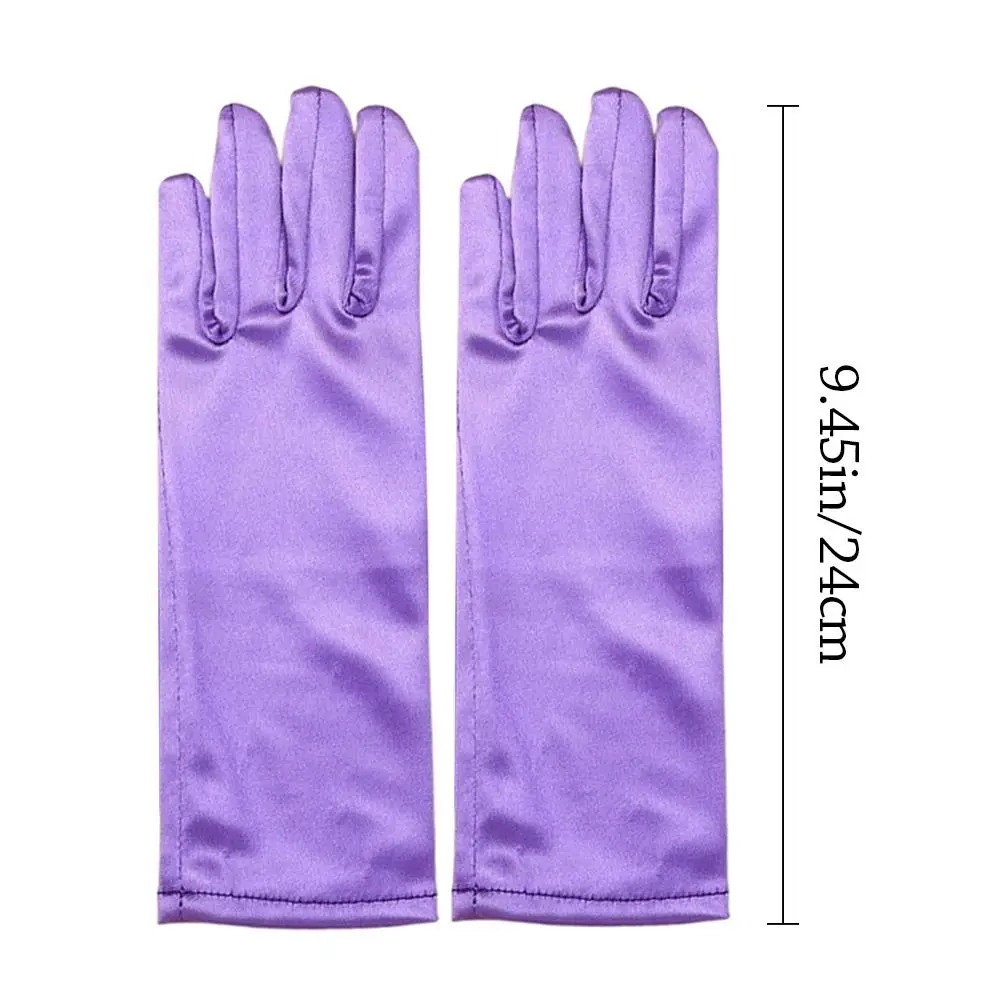 Party Dress Satin Children Gloves Solid Color Princess Gloves Dance Mittens Girls