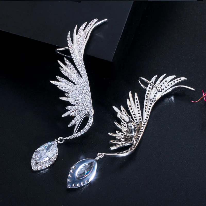 ThreeGraces 2023 New Trendy White Cubic Zirconia Ear Cuff