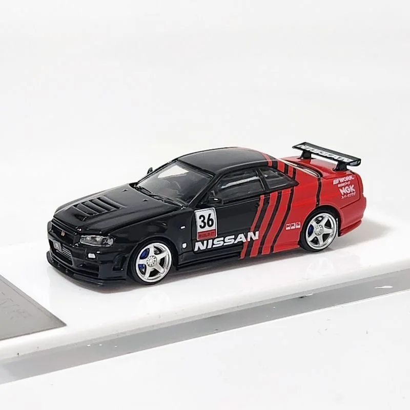 

TIMEMICRO 1:64 Nissan GTR R34 Коллекционная модель Открытого покрытия из сплава