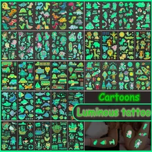 

5pcs/lot Luminous Tattoo Face Temporary Color Unicorn Mermaid Dinosaur Tattoo Child Cute Tattoo Sticker Body Tattoo for Kids