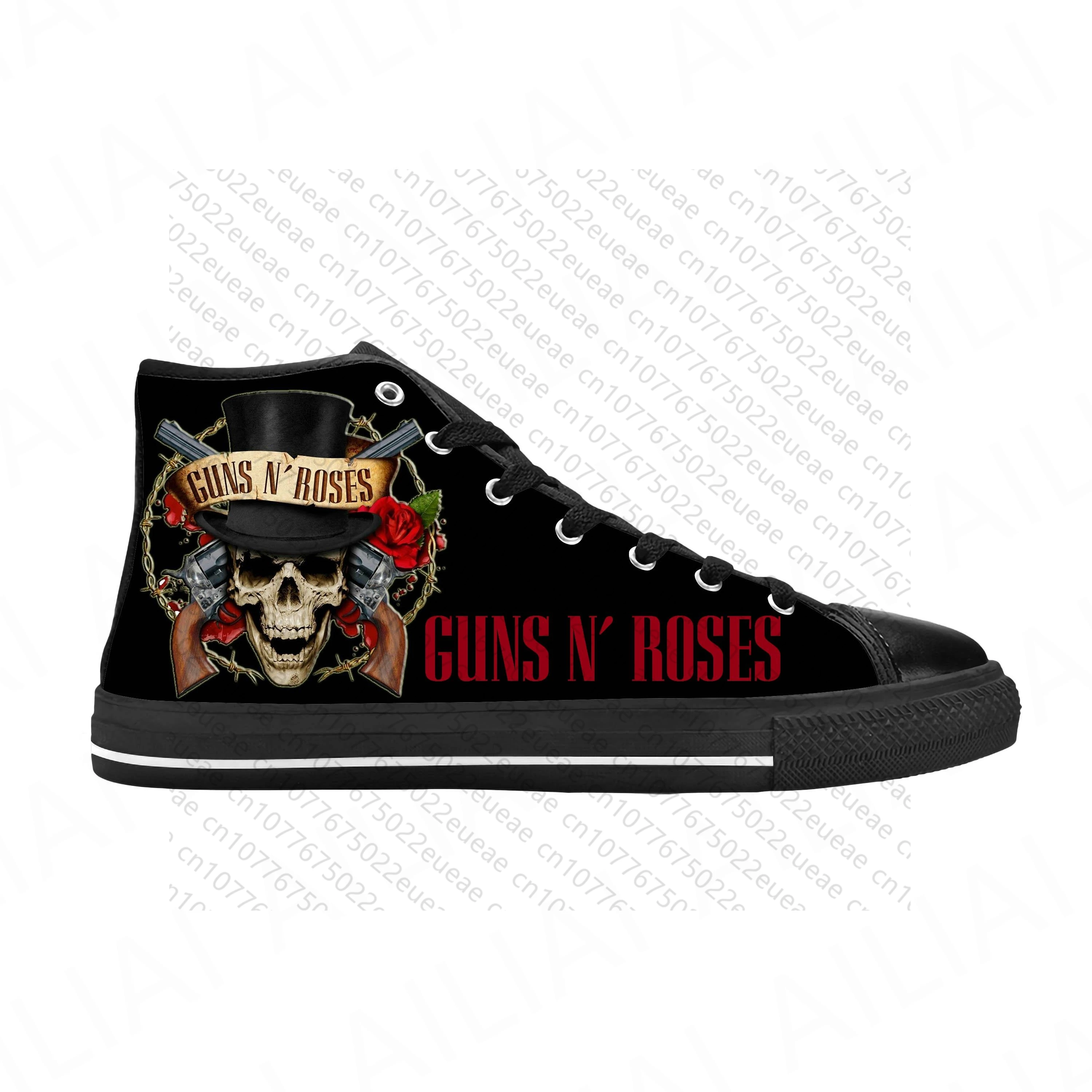 

Кроссовки Hot Guns N Roses из тяжелого металла, повседневная Тканевая обувь с высоким верхом, удобные дышащие, с 3D принтом, для мужчин и женщин