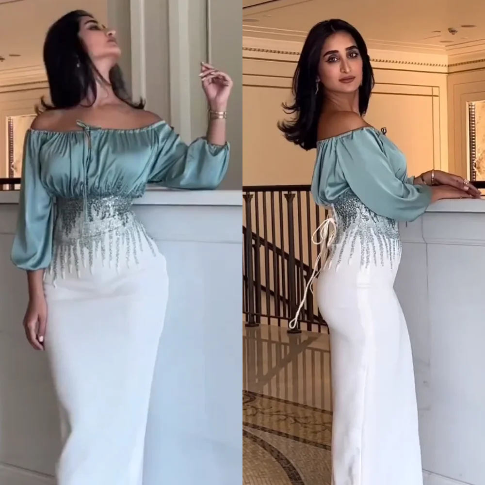 Jiayigong  Jersey Beading Quinceanera A-line Off-the-shoulder Bespoke Occasion Gown Midi Dresses