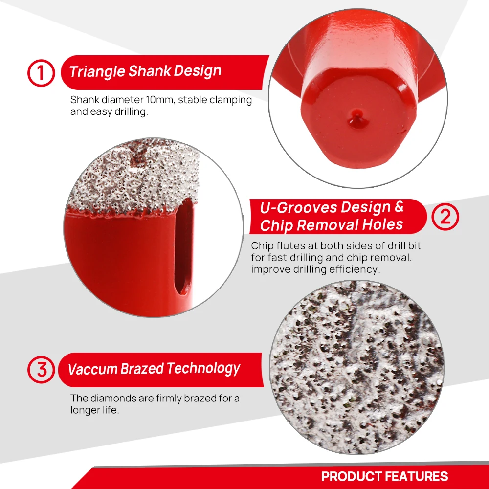Diamantbohrer für Marmor DT-DIATOOL mit 11 Stück/Box Dreieck-Bohrer für Granit für Fliesen Lochkernsäge Porzellan Durchmesser 6-65mm Bohrer mit Schaft – Detail 5
