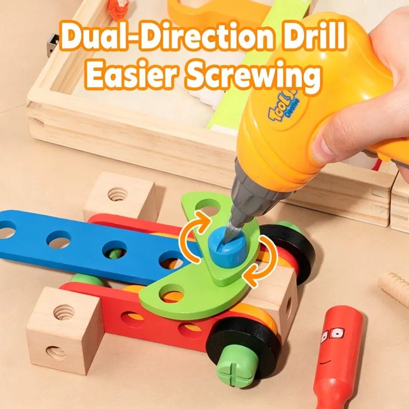 Educational Montessori Pretend Play Toolbox Set for Kids - Nut & Screw Assembly Simulation Tool
