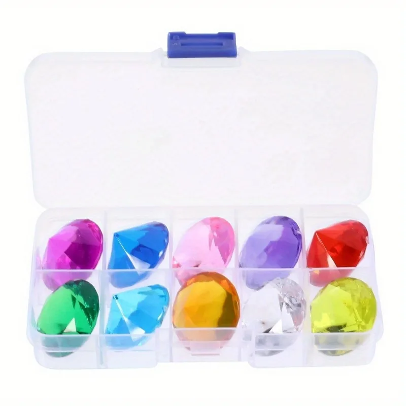 Plastic Jewelry Props 10Pcs/Box Clear Acrylic Diamond Diamond Gems Princess Jewellery DIY Props Accessories Gems