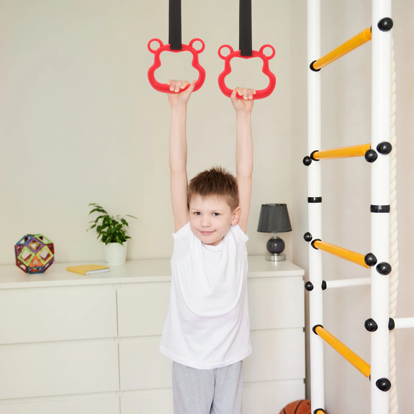 2Pcs Portable Gymnastics Rings Gym Pull-Up Equipment Hanging Rings Kids Workout Children'S Fitness Home Pull-Ups