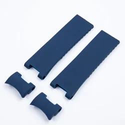 Premium Waterproof Silicone Watchband - 22mm Diver & Marine Style - 22mm (Blue Flat)