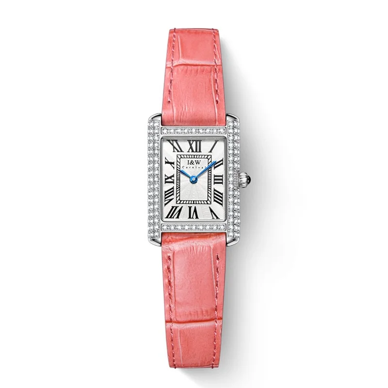 Schweiz KARNEVAL Retro Damen Uhr Schlanke Quadratische Quarz Uhren Frauen 2024 Diamant Lünette Leder Band Wasserdicht Montre Femme_voghion.com
