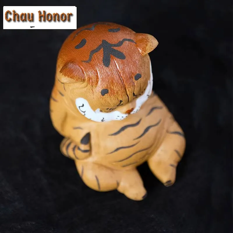 Yixing Handmade Sculpture Purple Clay Tea Pet Cute Tiger Statue Lucky Tea Figurine Ornaments Crafts Chinese Tea Set Decoration