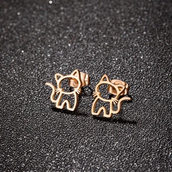 Cute Cat Stainless Steel Stud Earrings 2