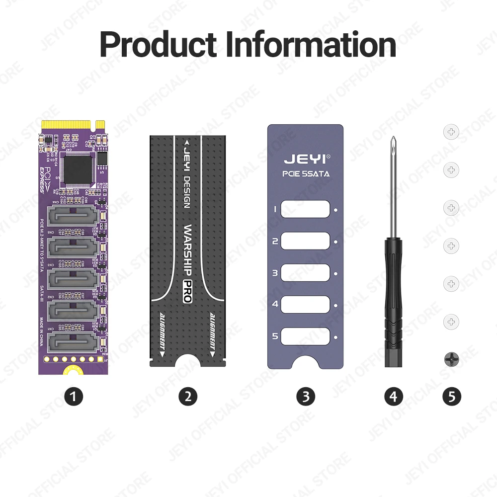 Jeyi-adaptador Nvme M.2 a Sata Portas Internas Não Raid Sata Iii Gbps Placa Adaptadora para Desktop Suporte para pc Ssd e Hdd - Imagem 2