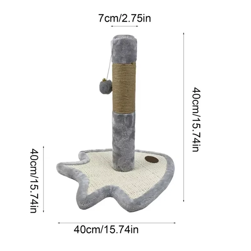 Cat Scratcher Post Cute Fish Design Base Natural Sisal Cat Scratcher Featuring With Ball Anti Tilt Heavy Duty Pet Beds