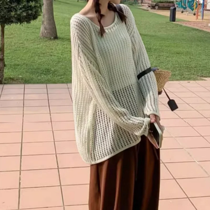 Women Solid Color Long Sleeve Knitted Sweater