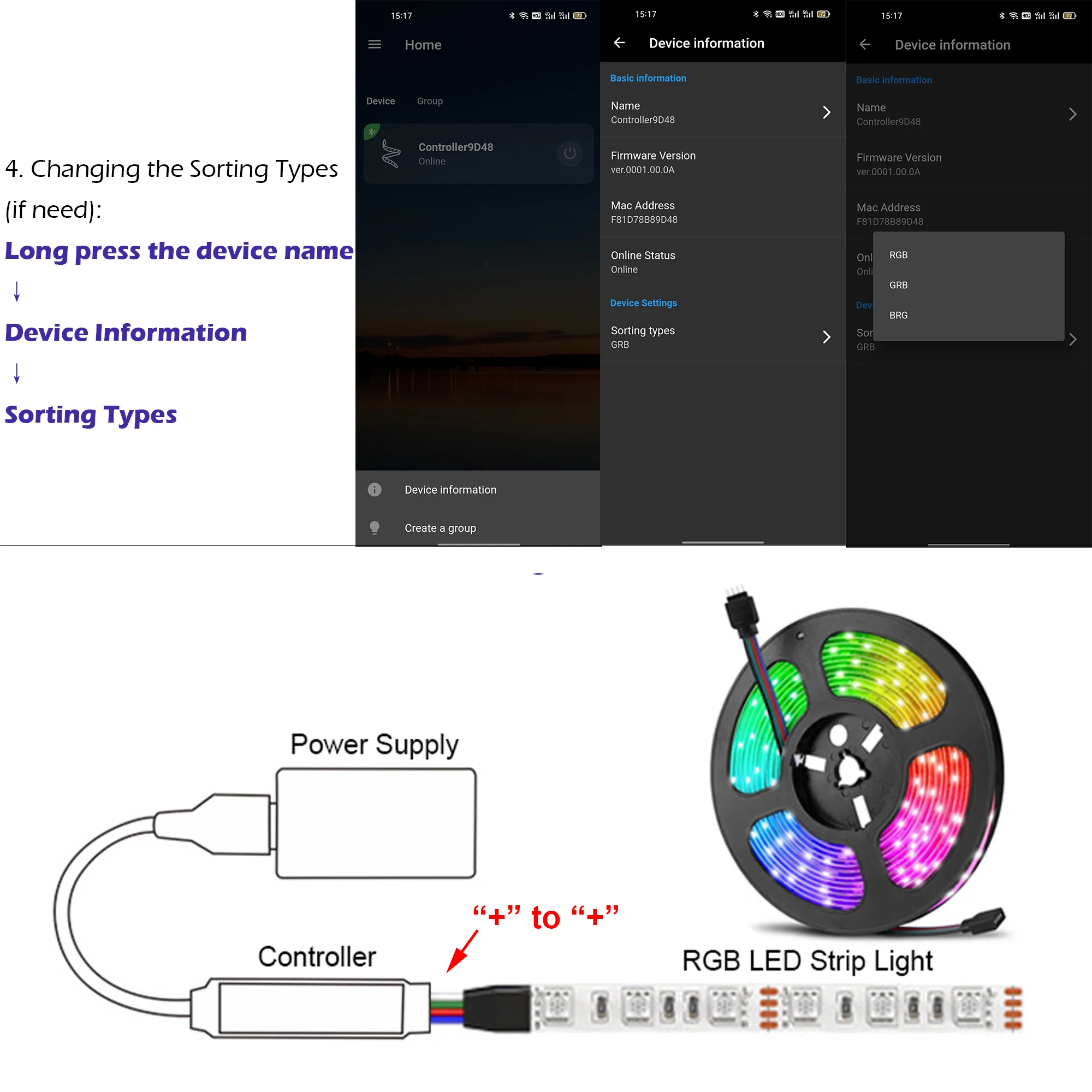 Description Picture 4 of itemMini RGB Bluetooth-compatible Controller Music LED Light Strip Controller for RGB Tape Lights Smart APP Control DC 5V 12V 24V