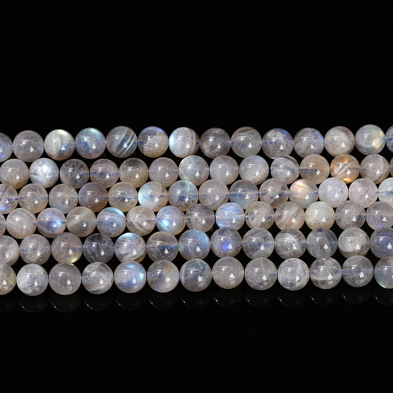 3A Natural Gray Moonstone Irisation Shiny Labradorite Fine Gems 4 6 8 10mm For Jewelry Making Diy Necklace Bracelet Accessory 5