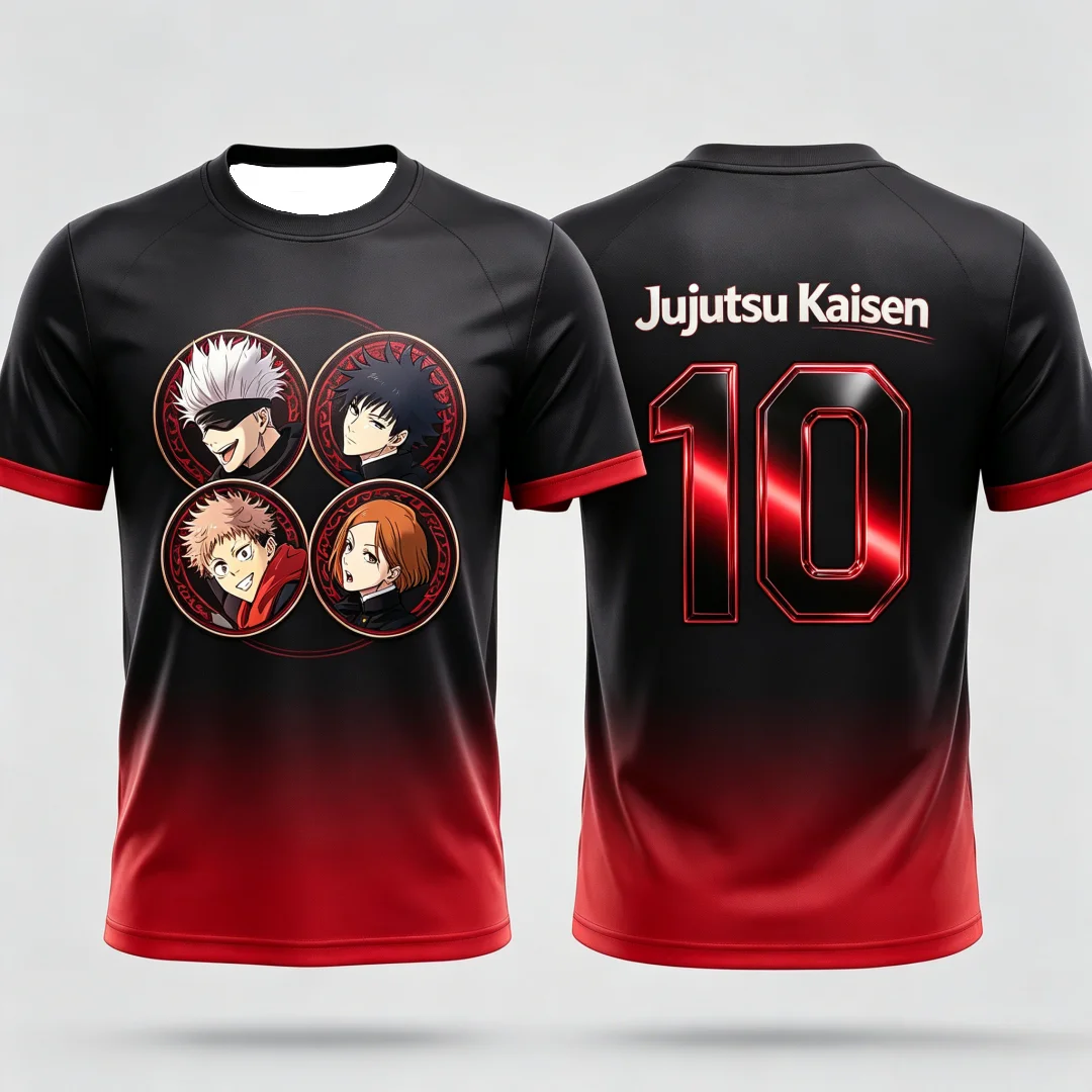 Jujutsu Kaisen Gradient 3D Print Men's Anime T-Shirt - Casual Short Sleeve Streetwear Harajuku Summer Top