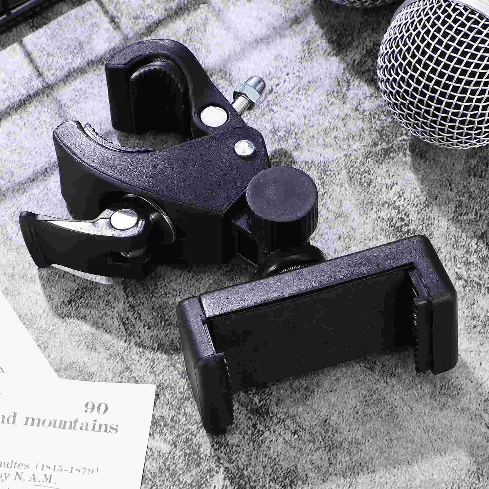 Microphone Stand Microphone Mount Clamp Mic Stand Clip Phone Mount Bike Tablet Holder For Microphone Microphones Guitar Head Rotating